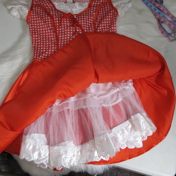 Adult Size Red Riding Hood WITH Hooded Cape and Skirt Lined Apron 2 piece Set - Picture 13 of 16
